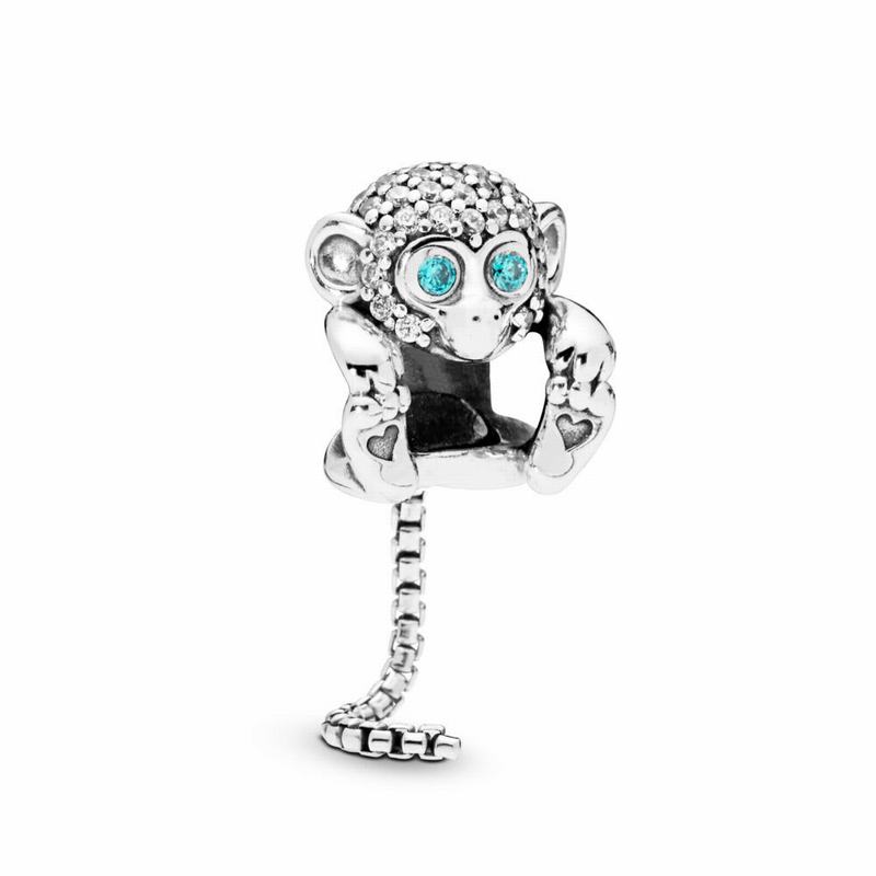 Pandora Sparkling Monkey Charm Ireland - Sterling Silver/Cubic Zirconia - 476195FOI